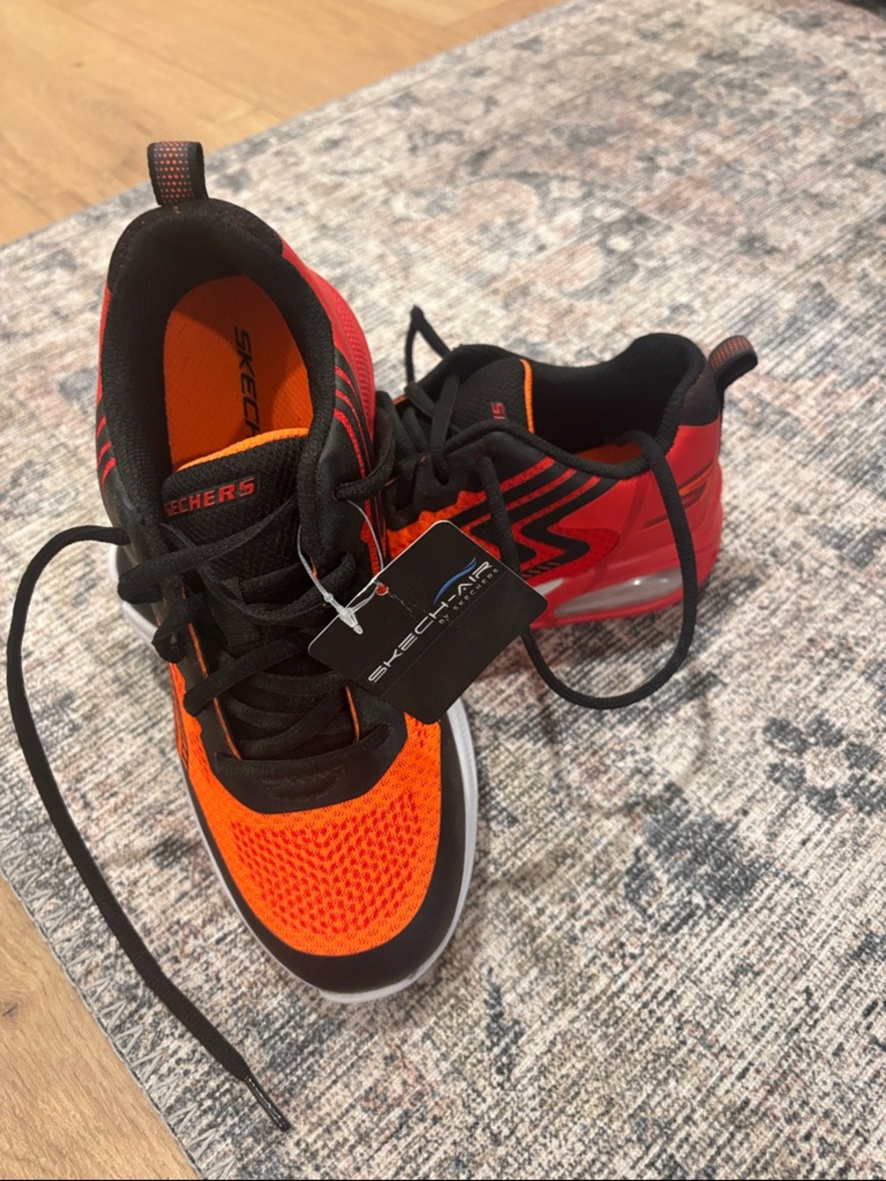 Skechers Kids' Bright Orange and Red Lace-Up Sneakers